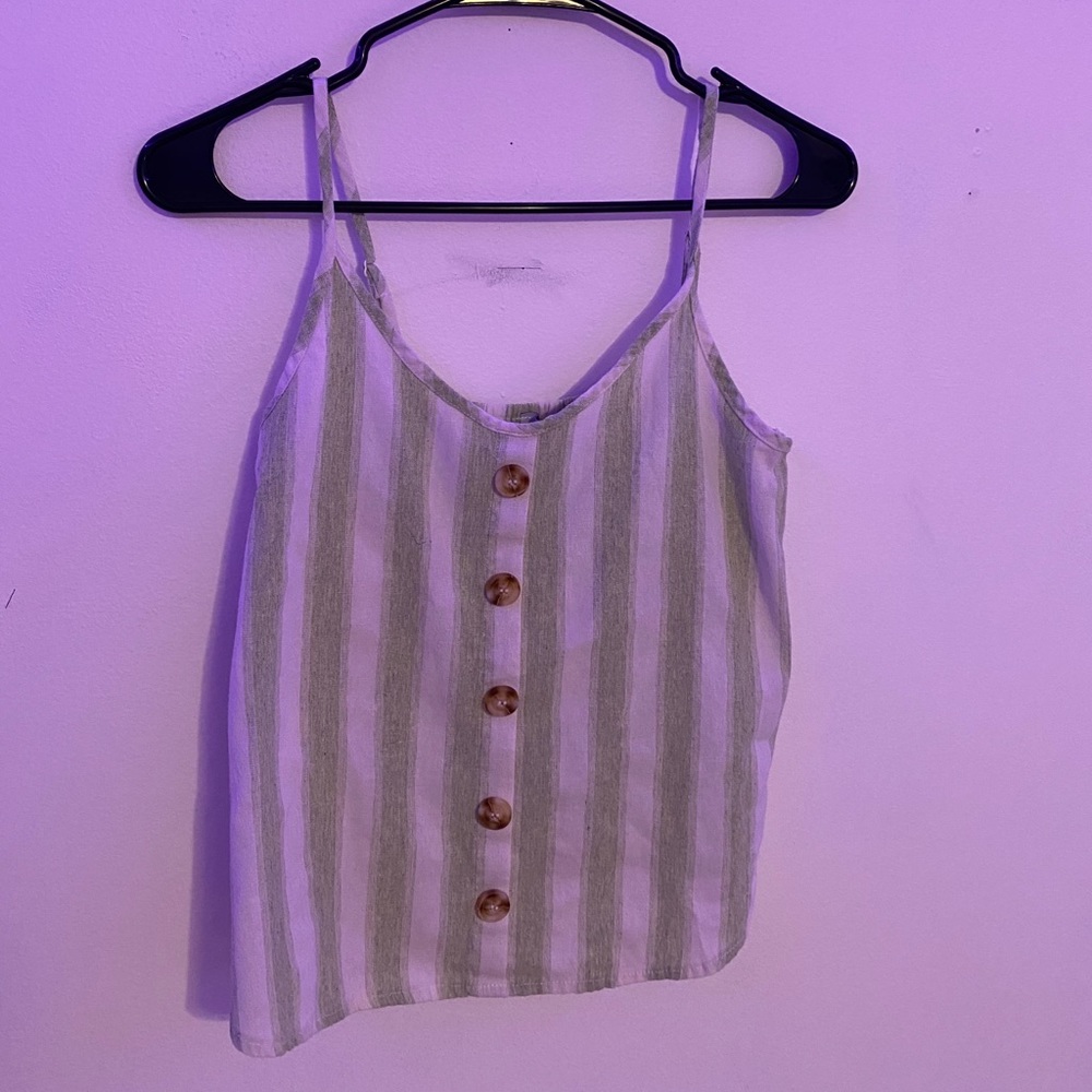 green and white button down